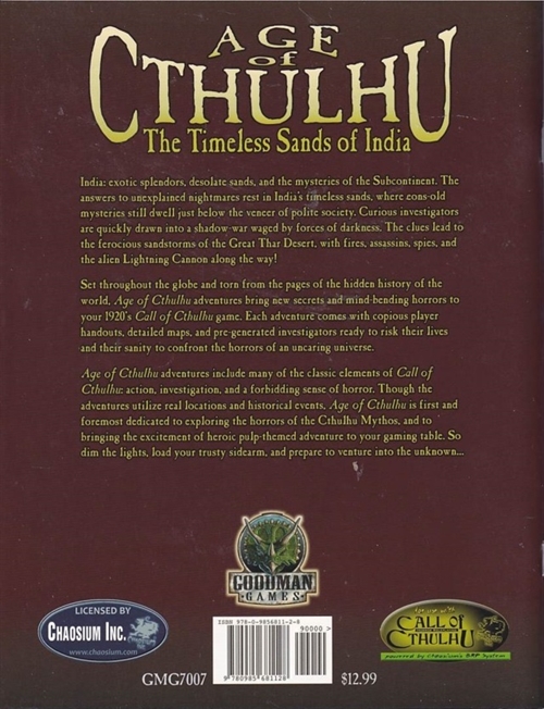 Call Of Cthulhu - 6th edition - Age of Cthulhu Vol 7 - The Timeless Sands of India (B-Grade) (Genbrug)
